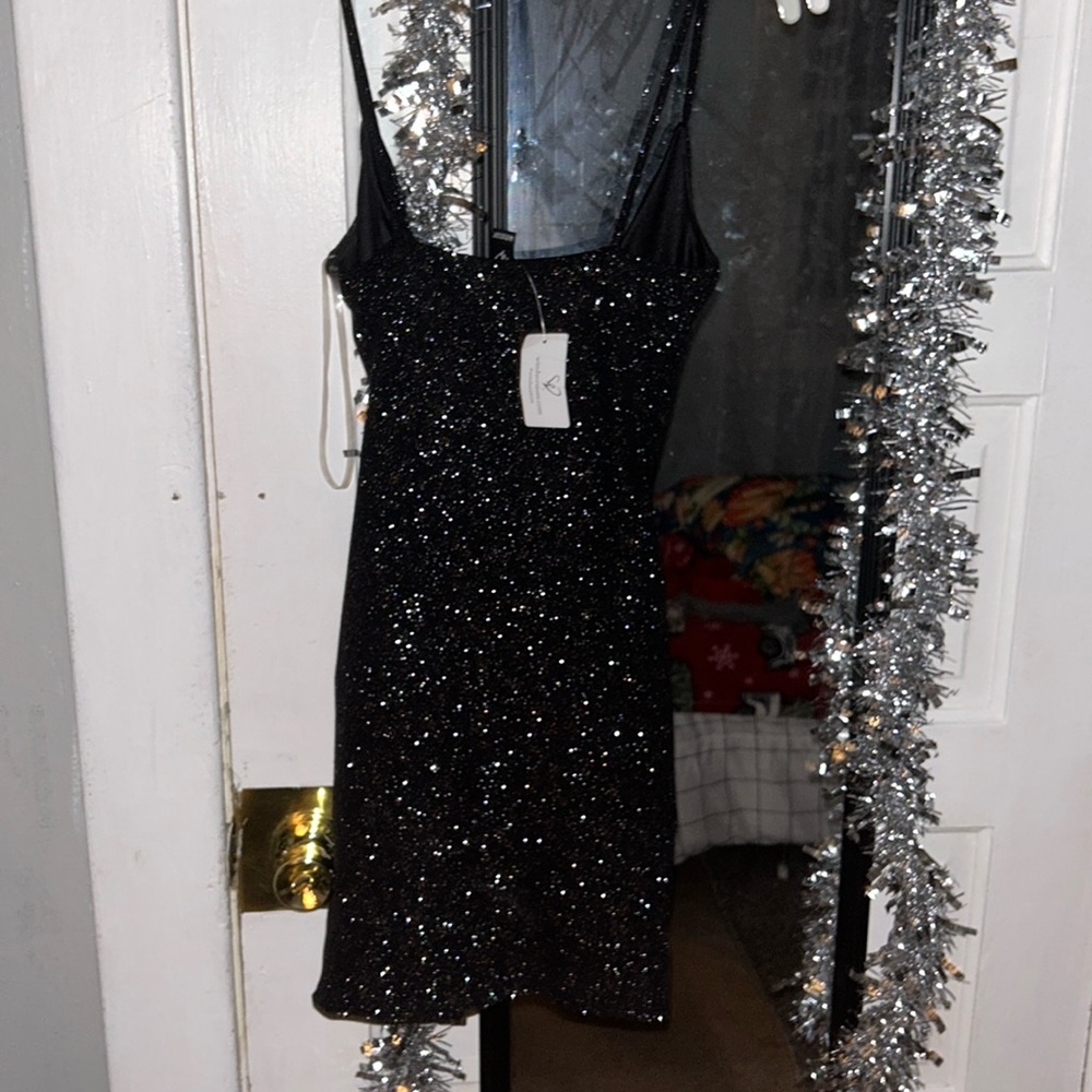 windsor black mini glitter dress